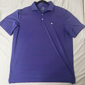 Donald Ross Sport Men's XL Golf Polo Shirt Blue Pink Striped Performance